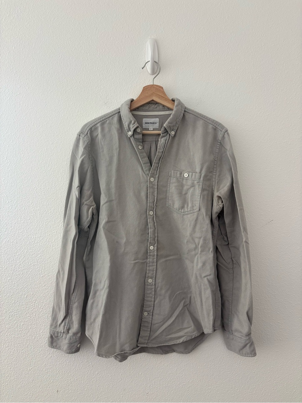 Norse projects cotton button up in light grey